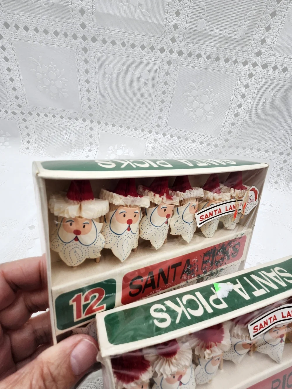 2 new boxes of toothpick Santa Pick Christmas Vintage Hors D'oeuvres Picks Japan